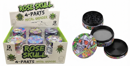 ROSE SKULL 4-PART METAL GRINDER 4.5 X 6CM