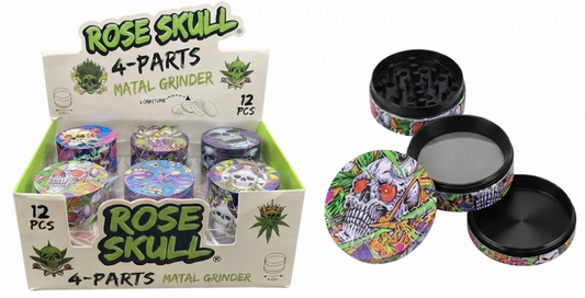 ROSE SKULL 4-PART METAL GRINDER 4.5 X 6CM