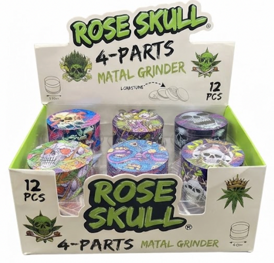 ROSE SKULL 4-PART METAL GRINDER 4.5 X 6CM