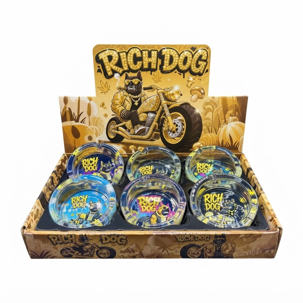 RICH DOG GLASS ASHTRAYS